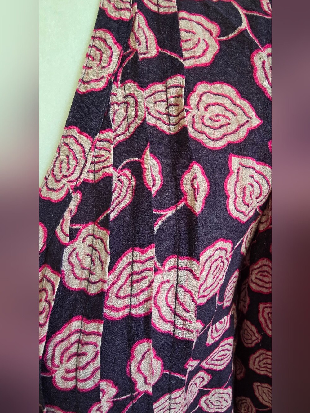 Maeve Anthropologie Cathy Pleated V-Neck Floral Blouse Top Pink Purple XS - Picture 4 of 8